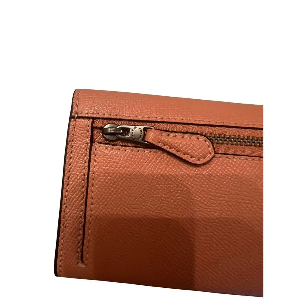 Coach Slim Soft Wallet Color-Block 3-color design Envelope Crossgrain leather
